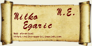 Milko Egarić vizit kartica